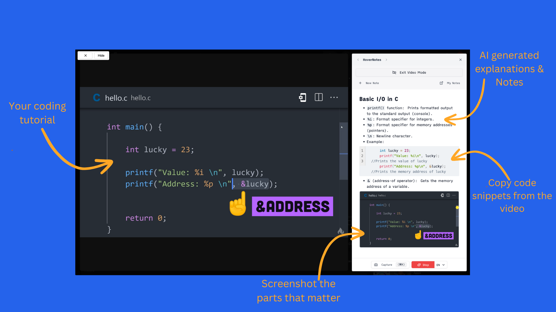 HoverNotes showing video notes and Obsidian integration